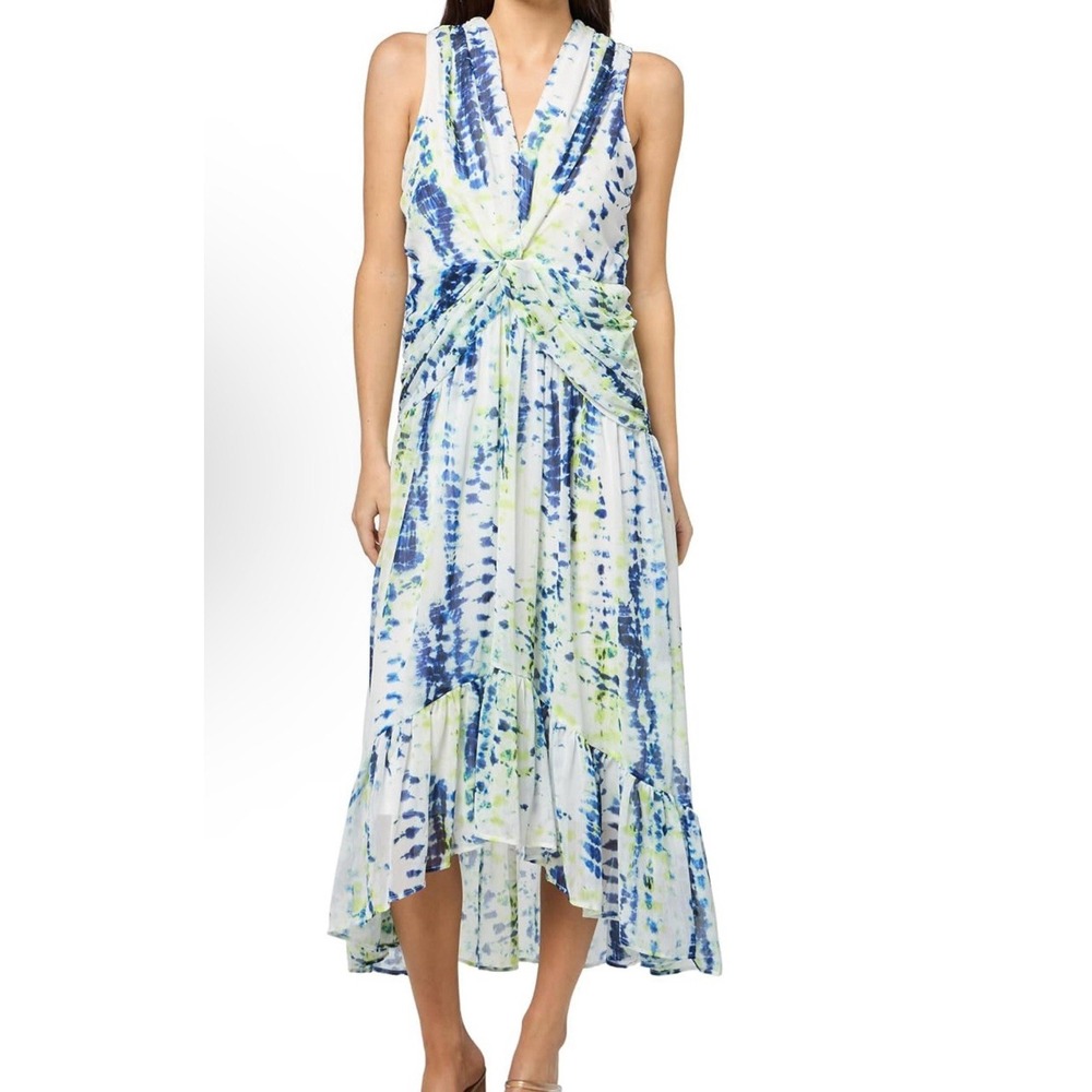 DKNY Women's V-Neck Twist Front Sleeveless Dress Iris Combo Size 0 NEW With Tags